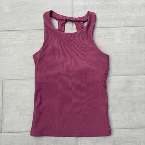 Move Theology Racerback Tanktop Open Back Mauve Pink XS Yoga Fitness Gym Fitted